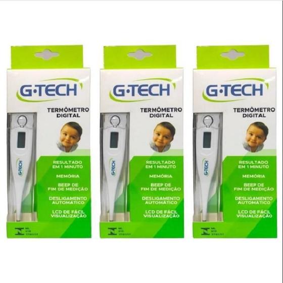 Imagem de Kit 3 Termômetro Digital G-Tech Com Deslig Aut Th1027 Branco