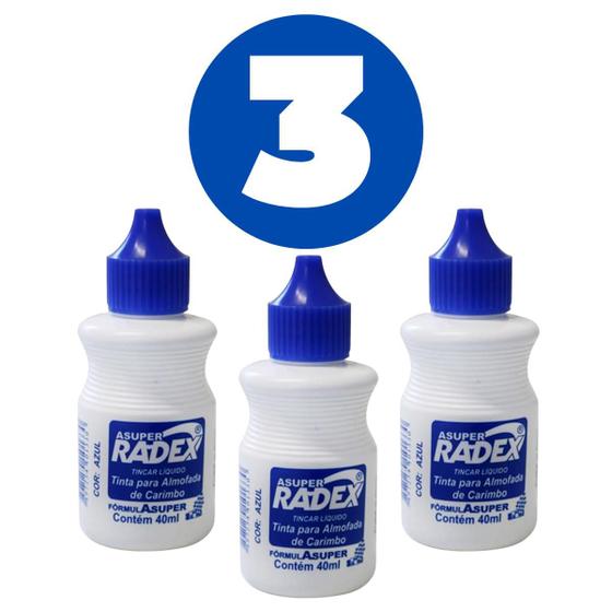 Imagem de Kit 3 Tinta Almofada para Carimbo Alto Rendimento Azul 40ml