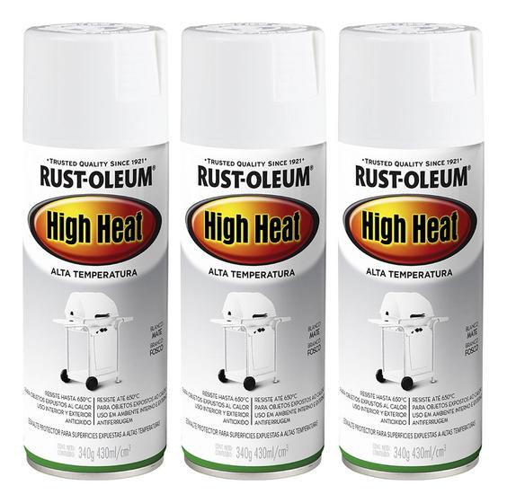 Imagem de Kit 3 Tinta Rust Oleum Alta Temperatura 650c Churrasqueira