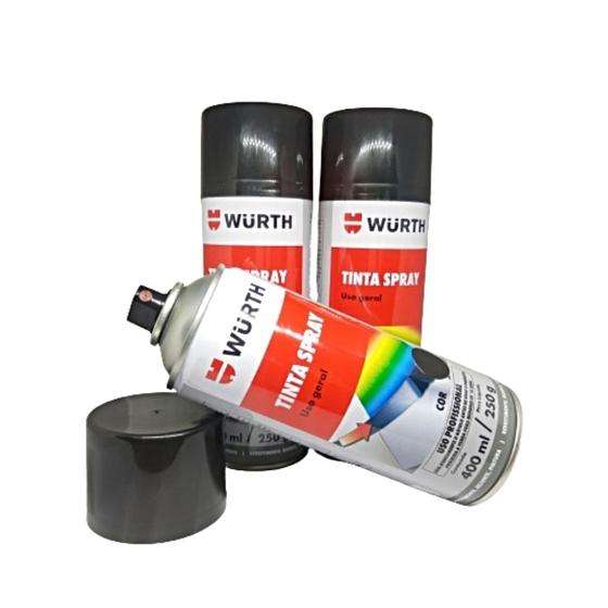 Imagem de KIT 3 TINTA SPRAY PRETO FOSCO USO GERALl Wurth 400ml