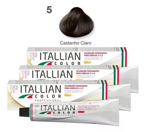 Imagem de Kit 3 Tintas de Cabelo Profissional 5.0 castanho claro Itallian Color