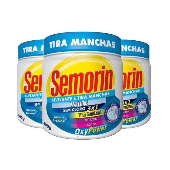 Imagem de Kit 3 Tira manchas branqueador Semorin pó frasco 400g