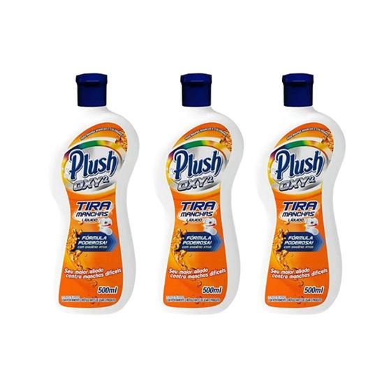 Imagem de Kit 3 Tira Manchas de Roupas Líquido Plush OXY2 Sanol 500ml