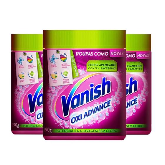 Imagem de Kit 3 Tira Manchas Vanish em Pó Oxi Advance 390g Rosa