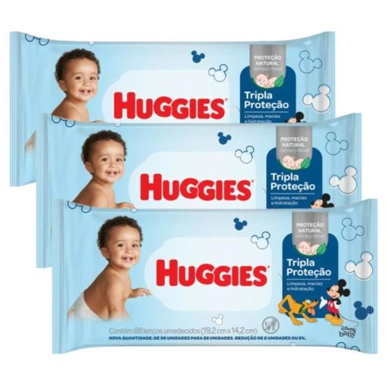 Imagem de Kit 3 Toalha Umedecida Huggies Tripla Proteção 88Un -Huggies