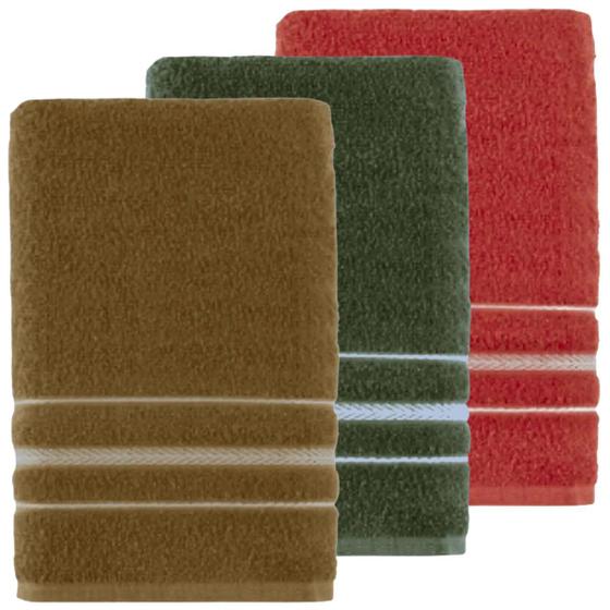 Imagem de Kit 3 toalhas de banho teka escala 100% algodão 65x130cm sortidas