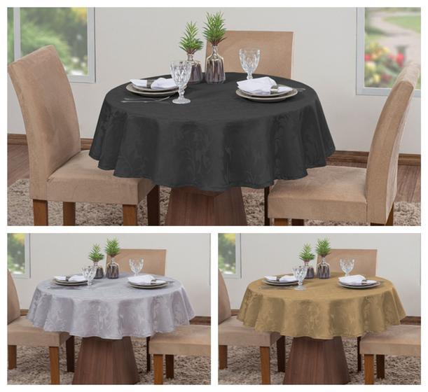 Imagem de Kit 3 Toalhas De Mesa Luxo Redonda 4 Lugares Sala Jantar Jacquard