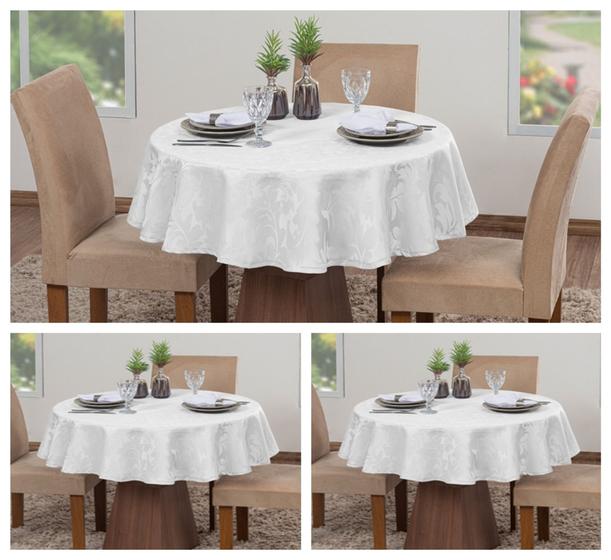 Imagem de Kit 3 Toalhas De Mesa Luxo Redonda 4 Lugares Sala Jantar Jacquard