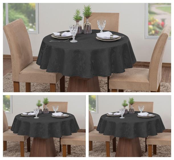 Imagem de Kit 3 Toalhas De Mesa Luxo Redonda Sala Jantar Jacquard 4 Lugares