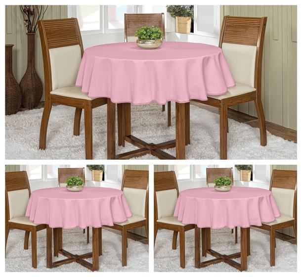 Imagem de Kit 3 Toalhas De Mesa Oxford Redonda 4 lugares 1,45m Várias Cores Buffet