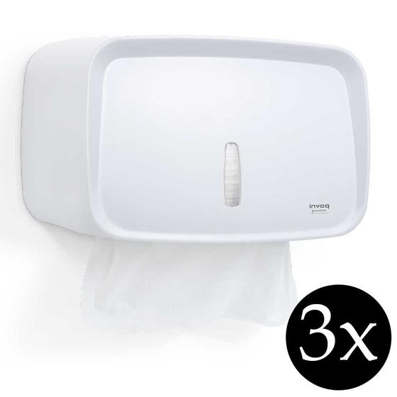Imagem de Kit 3 Toalheiro dispenser porta papel toalha interfolha Premisse papeleira branca suporte lavabo bar