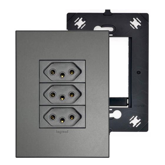 Imagem de Kit 3 Tomadas 10A com Placa e Suporte 4x2 Arteor Legrand Cor Magnésio 