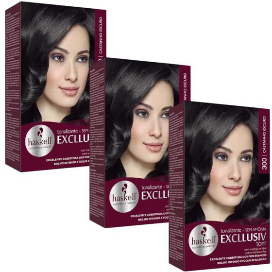 Imagem de Kit 3 TONALIZANTE HASKELL 300 CASTANHO ESCURO