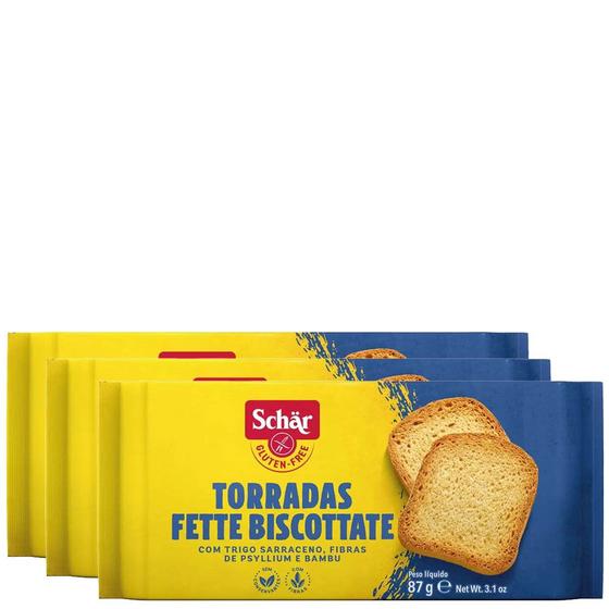 Imagem de Kit 3 Torradas Fette Biscottate Schar com Fibras 87g