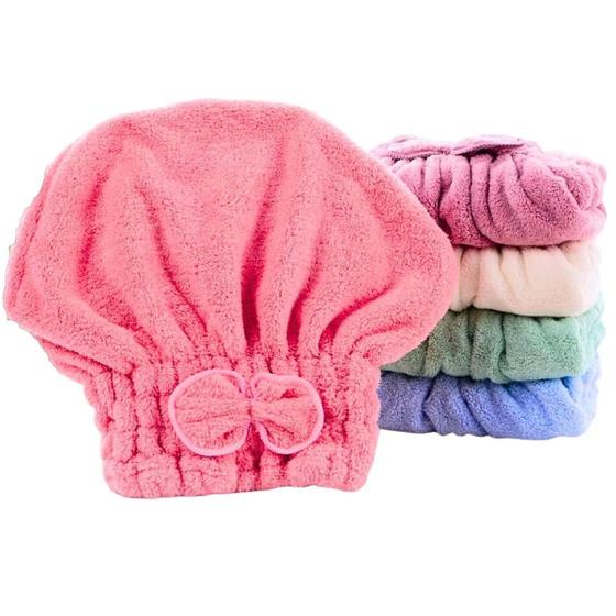 Imagem de Kit 3 Touca De Cabelo em Microfibra Elástica Pós Banho Alta Qualidade Toque Macio Super Absorvente