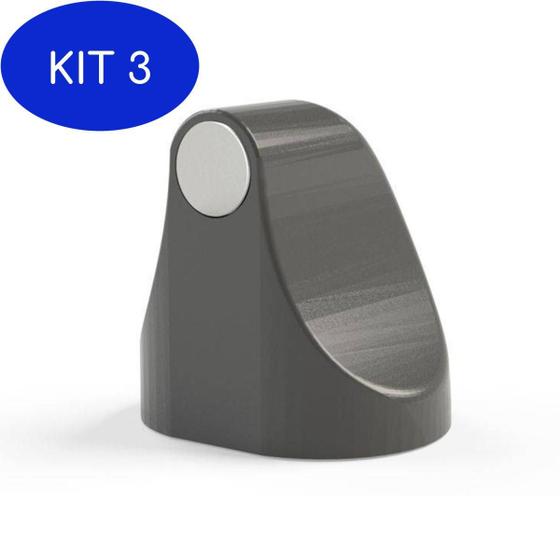 Imagem de Kit 3 Trava Porta Magnético Universal Comfortdoor Cinza