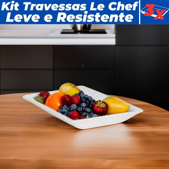 Imagem de Kit 3 Travessas Retangulares Bandeja Para Servir 42x24 Cor Branco