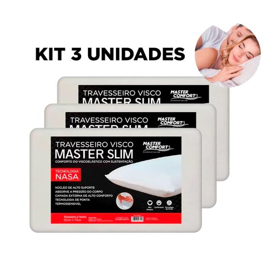 Imagem de Kit 3 Travesseiro Master Confort Antialérgico e Macio