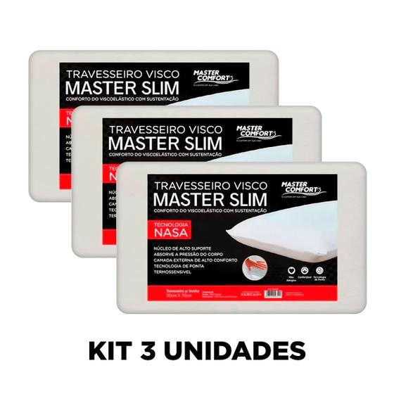 Imagem de Kit 3 Travesseiro Nasa Viscoelástico Master Slim Sono