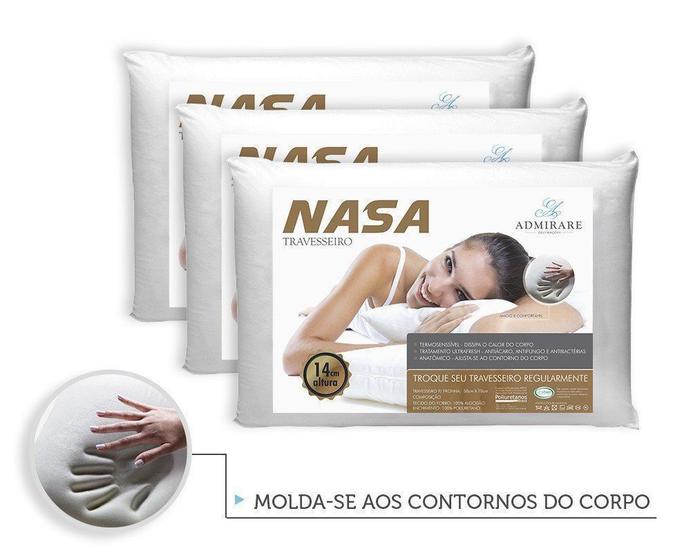 Imagem de Kit 3 Travesseiros Antialergico Nasa 14 cm  Admirare