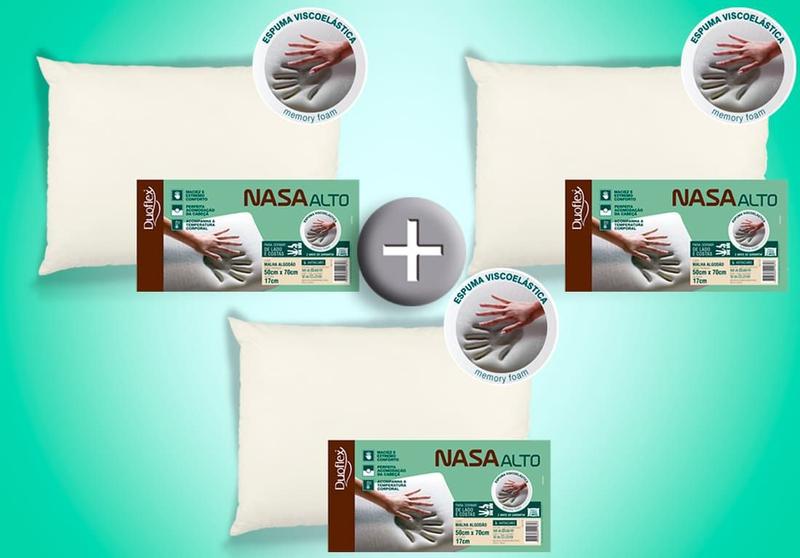 Imagem de Kit 3 Travesseiros NASA Alto Viscoelástico - Duoflex