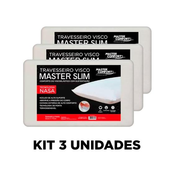Imagem de Kit 3 Travesseiros Nasa Master Slim Conforto Viscoelástico