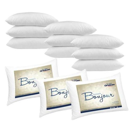 Imagem de Kit 3 Travesseiros Ortobom Bonjour 50x70 Cm Antialérgico - Lavi Baby Store