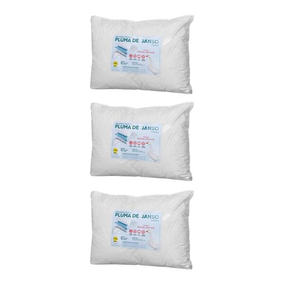 Imagem de Kit 3 Travesseiros Pluma de Ganso 40x130 Antialergico - Celiflex