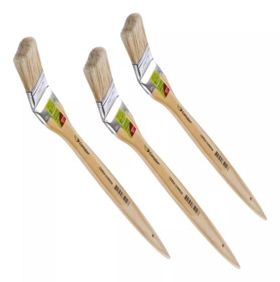 Imagem de Kit 3 Trincha Angular Especial P/ Recorte 1 Pol Cabo Longo Condor