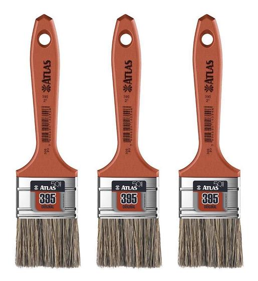 Kit 3 Trincha Pincel Para Pintura Atlas Media 395 2 Polegadas Gris ...