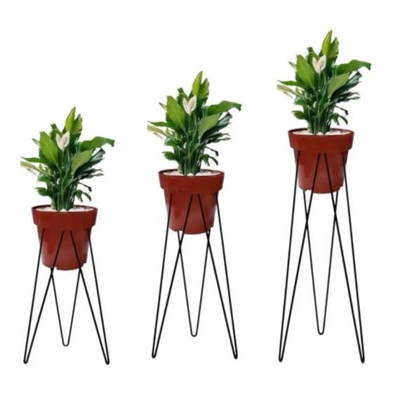 Imagem de Kit 3 Tripés Para Vasos Planta Jardinagem Pmg Aramado Ferro