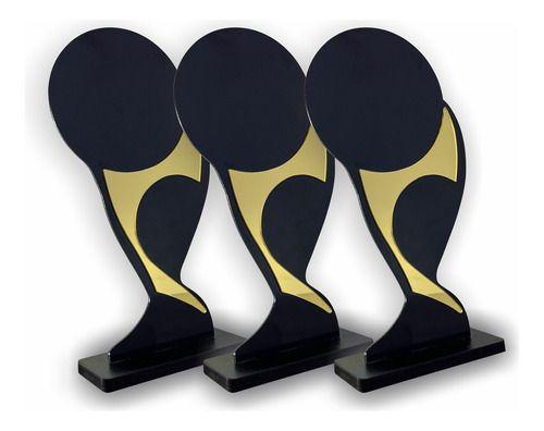 Imagem de Kit 3 Troféu Universal Acrílico Dourado/ Ps Preto Copa