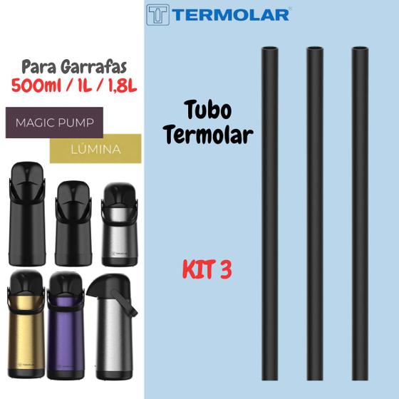 Imagem de kit 3 Tubos Para Garrafas De Café Termolar Lúmina Magic Pump 500ml 1L 1,8L 