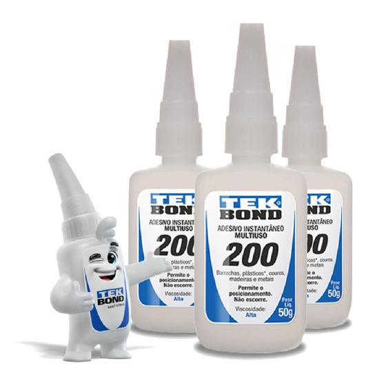 Kit 3 Tubos Super Cola Tekbond 200 uso Profissional 50g Cada - Tek Bond ...