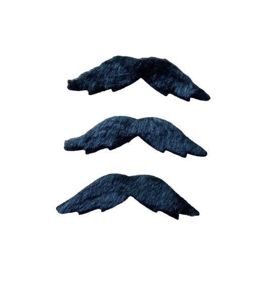 Imagem de Kit 3 un Bigode falso Preto de Pelúcia Curvado Repicado