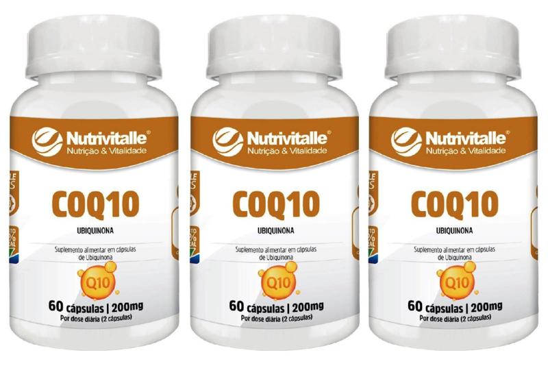 Imagem de Kit 3 Un - Coenzima Q10 Ubiquinona 200Mg 60 Cps Nutrivitalle