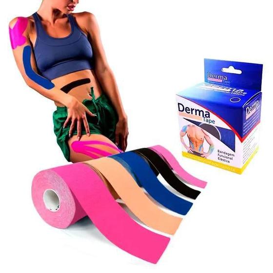 Imagem de Kit 3 Un Fita/Bandagem Elastica Esportiva Derma Tape 5Mx5Cm