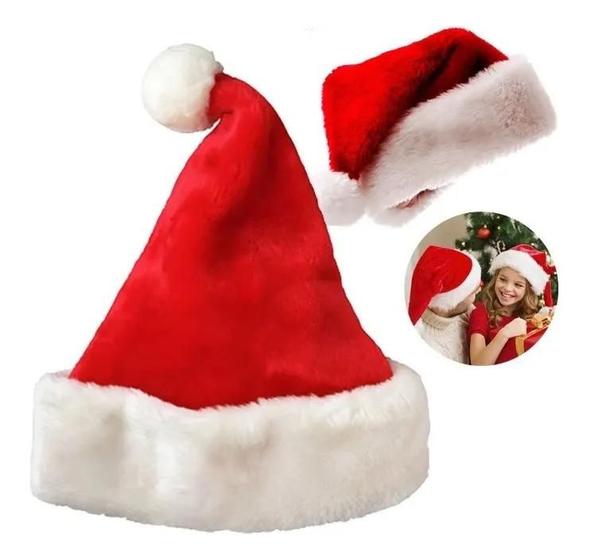 Imagem de Kit 3 Un Gorro Touca De Papai Noel Veludo Com Nota Fiscal