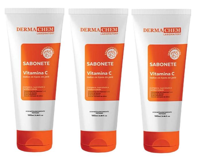 Imagem de Kit 3 Un.Sabonete Líquido Facial 100Ml Vitamina C Dermachem