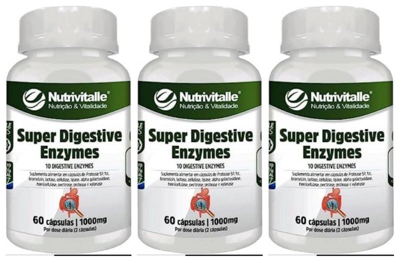 Imagem de Kit 3 Un - Super Digestiv Enzymes 1.000mg 60 Cápsulas Nutrivitalle