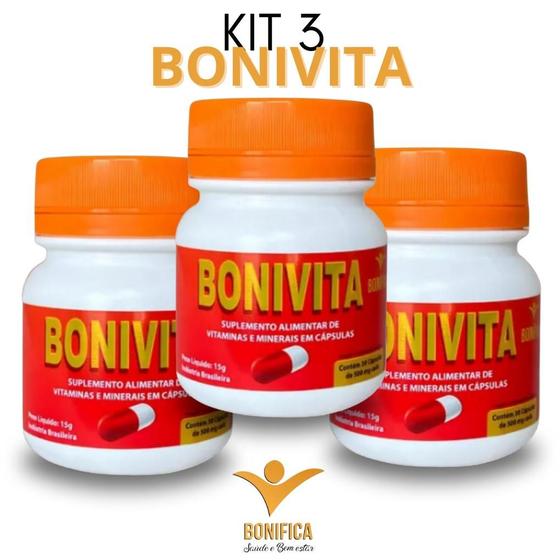 Imagem de Kit 3 Und Bonivita - 30 Cápsulas 500mg + Vitaminas e Minerais 