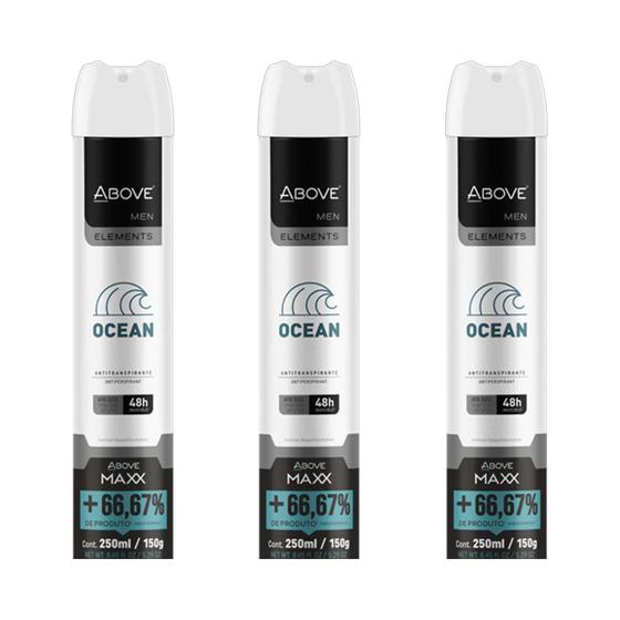 Imagem de Kit 3 und Desodorante Above Aero 250ml Maxx Elements Ocean