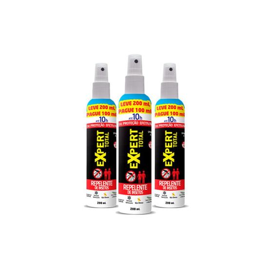 Kit 3 Und Repelente De Insetos Spray Expert Total 10h 200ml Menor preço em Kit 3 Und Repelente De Insetos Spray Expert Total 10h 200ml