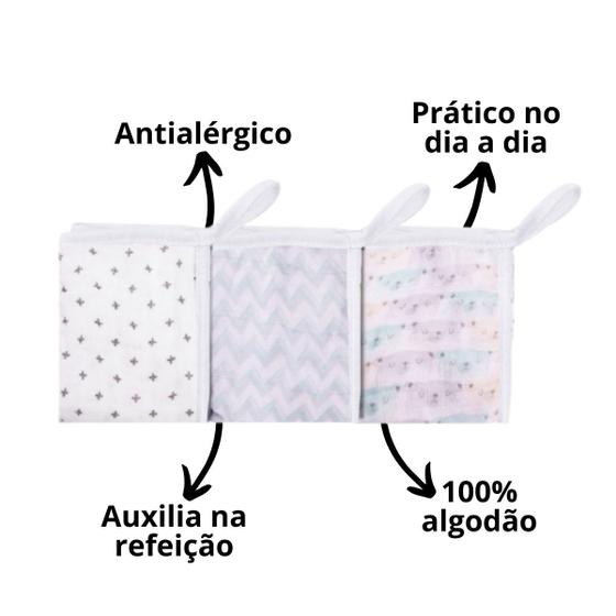 Imagem de Kit 3 und toalinha de boca soft com prendedor chupeta 100% algodao