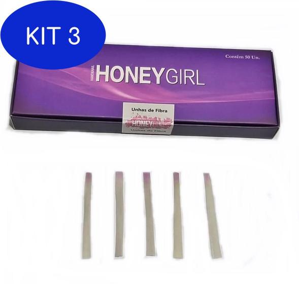 Imagem de Kit 3 Unha De Fibra De Vidro Honey Girl Com 50 Unidades