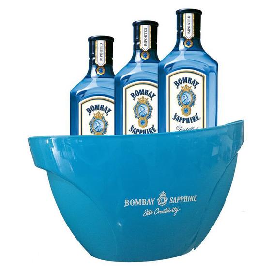 Imagem de Kit 3 unid. Gin Bombay Sapphire 750ml + 1 Balde de Gelo Personalizado (Stir Creativity)
