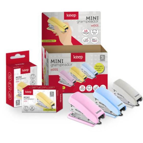 Imagem de Kit 3 Unid Mini Grampeador 15 Fls 26/6 24/6 Ei001 Keep