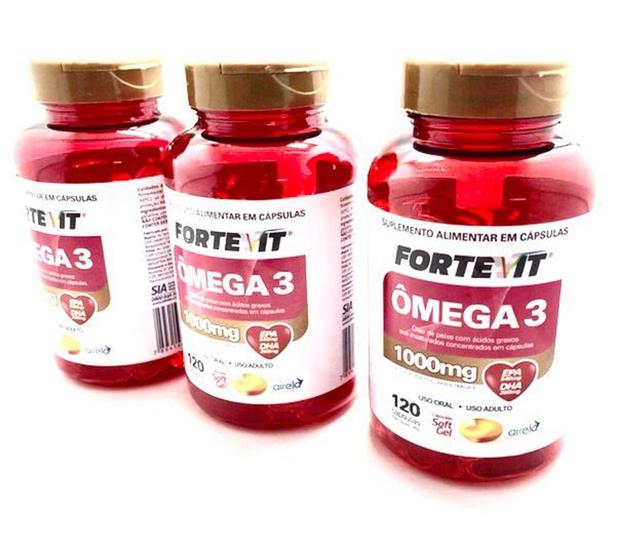 Kit 3 Unid. Ômega 3 1000Mg 120 Cápsulas Fortevit Airela Menor preço em Kit 3 Unid. Ômega 3 1000Mg 120 Cápsulas Fortevit Airela