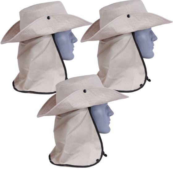 Imagem de Kit 3 unid Touca Chapéu Pescador Australiano Capuz Proteção Solar Nuca