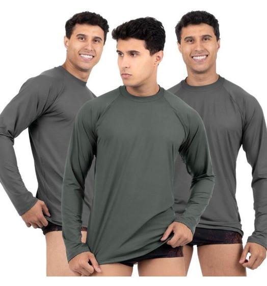 Imagem de KIT 3 Unidades Camisa térmica segunda pele snugg proteção ao frio e ao calor gola careca